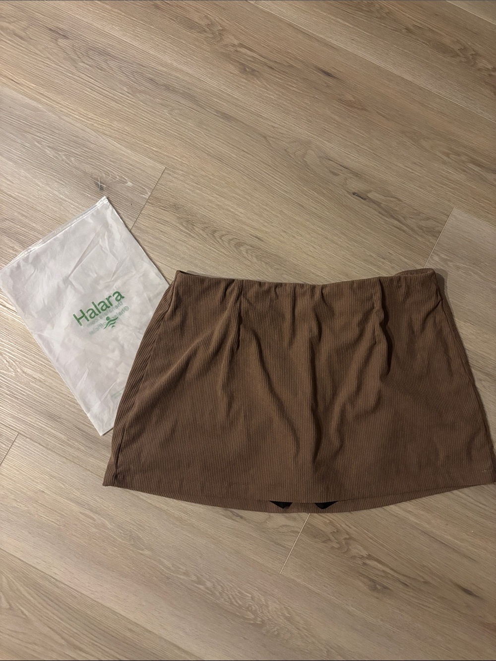 Halara Corduroy Brown Mini Skirt Skort Black Inner Shorts MSRP $51